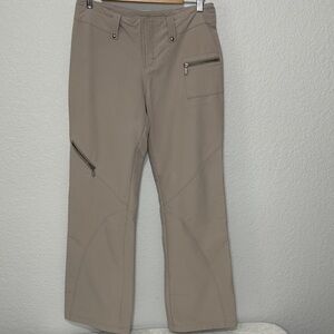 Athleta Women’s Lined Tan Outdoor Zip-Pocket Pants Hiking Travel Camping L